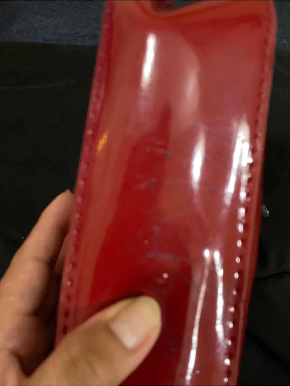 Red Patent Leather Clutch with Gold Hardware